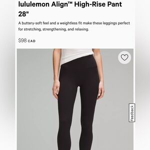 Lululemon Align Pant Leggings- Size 6